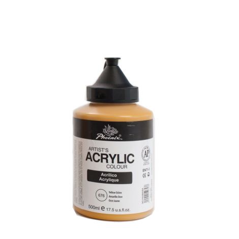 Farba akrylowa Phoenix 500ml, Żółta piaskowa - Yellow ochre
